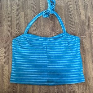 PACSUN BASICS BLUE STRIPPED HALTER TIE TOP SIZE MEDIUM